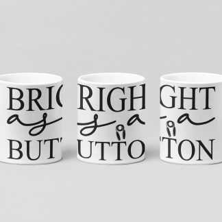 bright as a button serif boxing mug in white