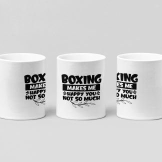 makes me happy sprig boxing mug in white