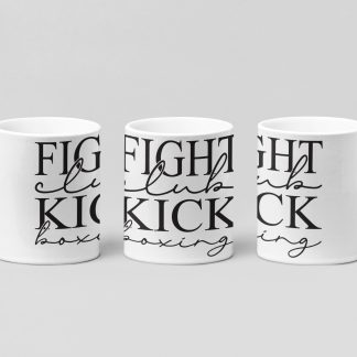 fight club kickboxing serif boxing mug in white