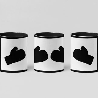 mitten gloves silhouette boxing mug in black