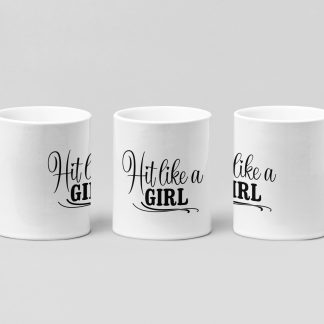 hit like a girl boxing mug in white