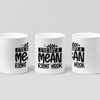 mean right hook boxing mug in white