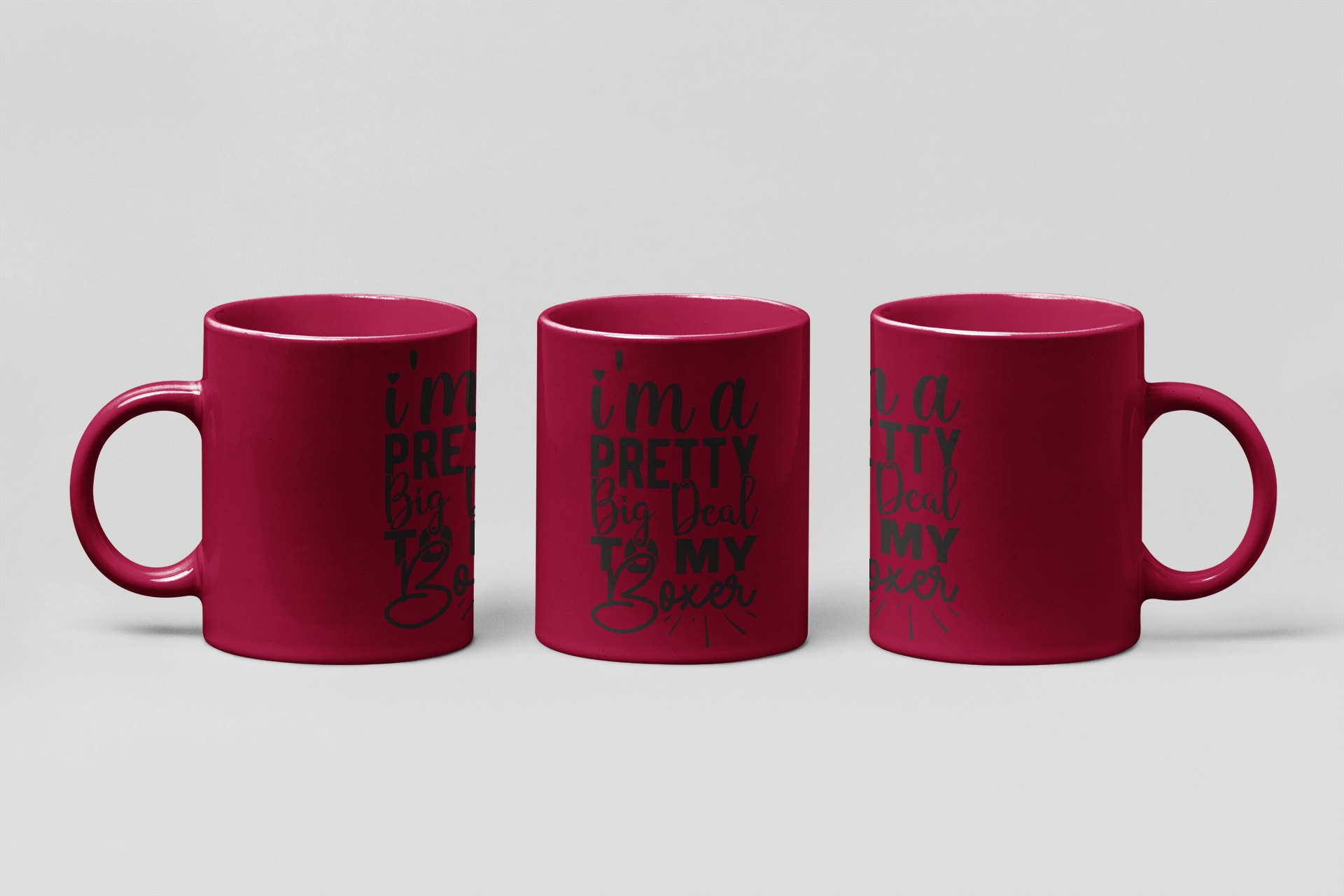 big deal to my boxer script boxing mug in burgundy
