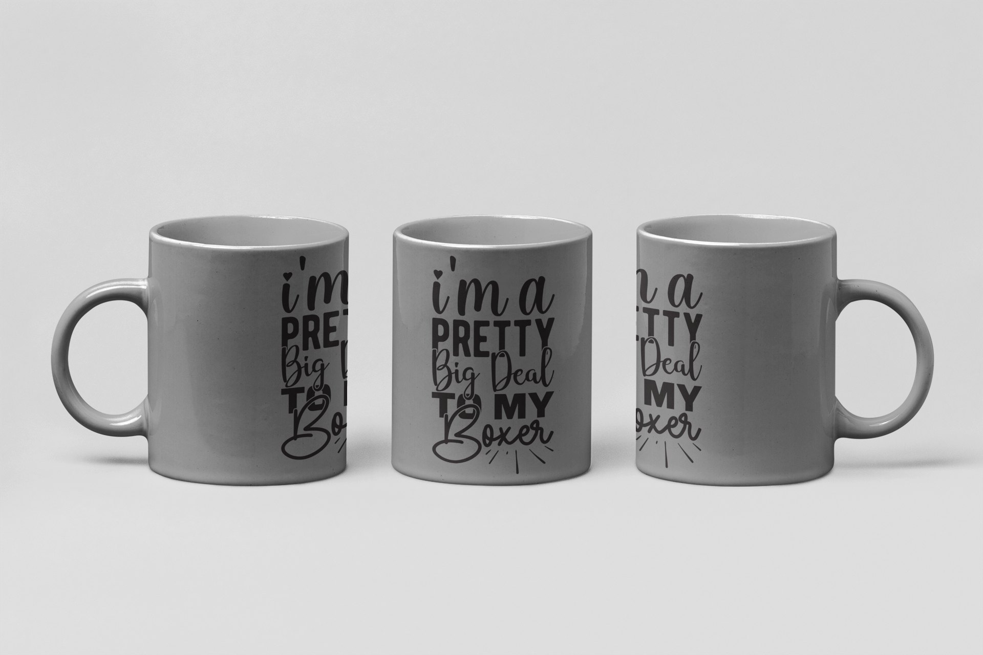 big deal to my boxer script boxing mug in grey