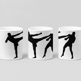 kickboxing silhouettes boxing mug in white