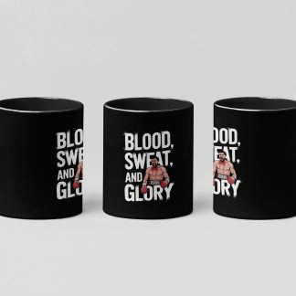 blood sweat and glory boxing mug in black