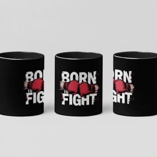 born to fight boxing mug in black