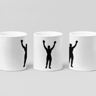 victory silhouette boxing mug in white