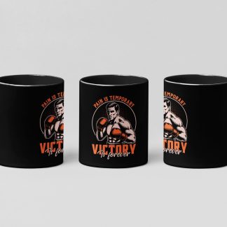 Pain Is Temporary boxing mug in black