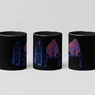 Boxing Vertical Pink boxing mug in black