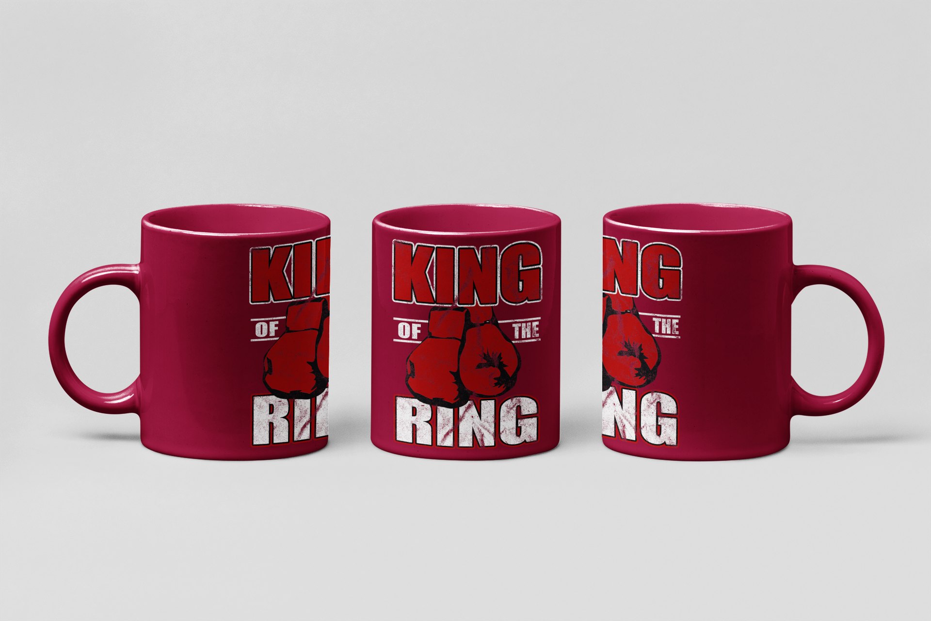 King Of The Ring boxing mug in burgundy