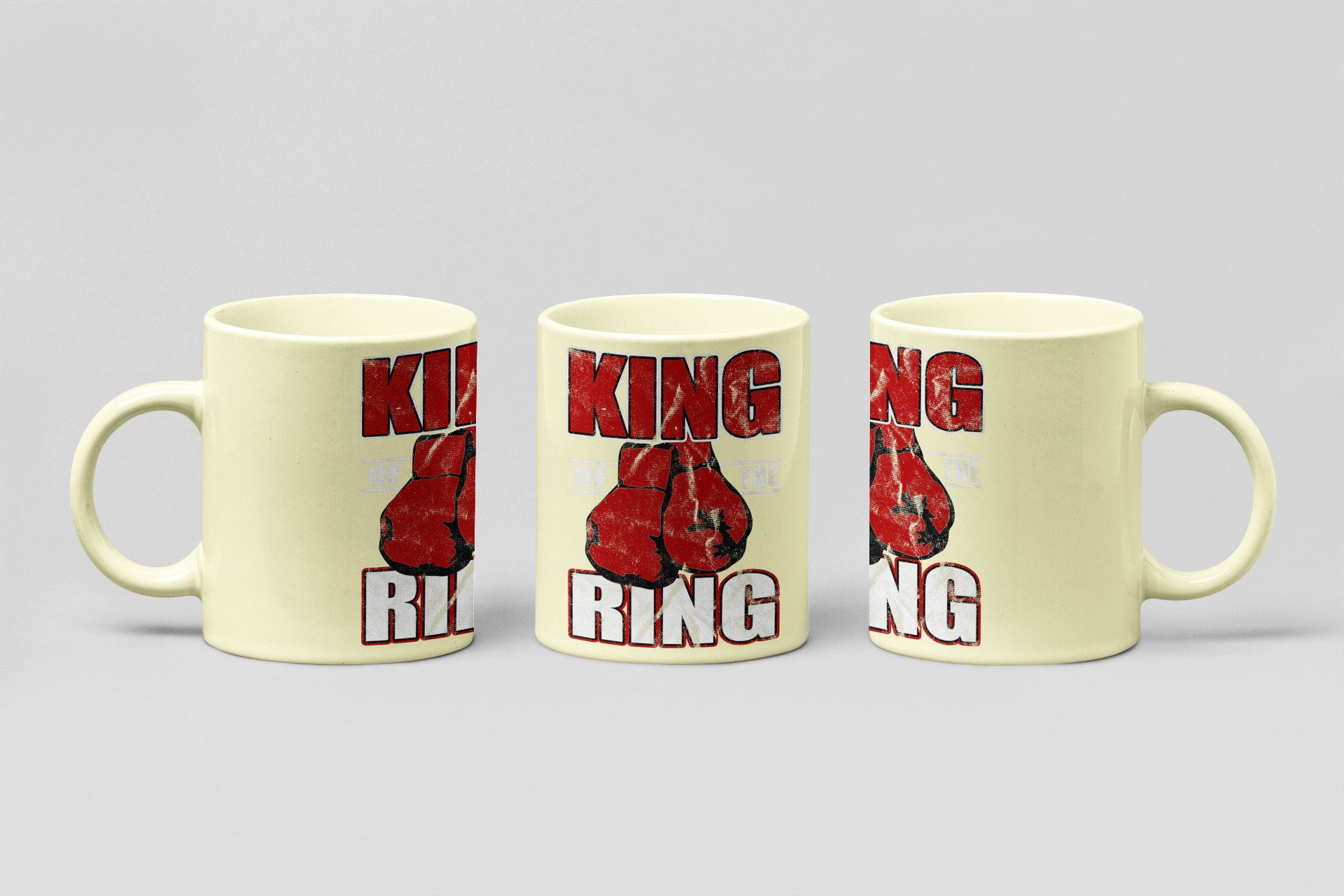 King Of The Ring boxing mug in cream