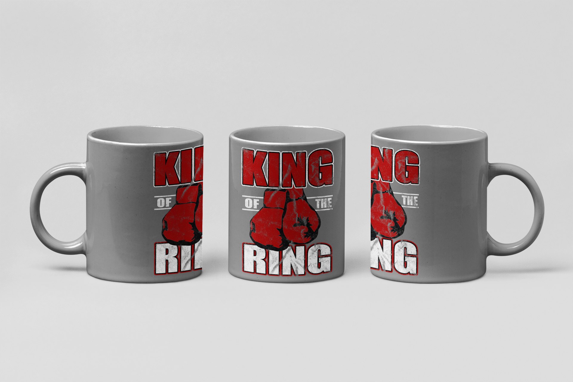 King Of The Ring boxing mug in grey