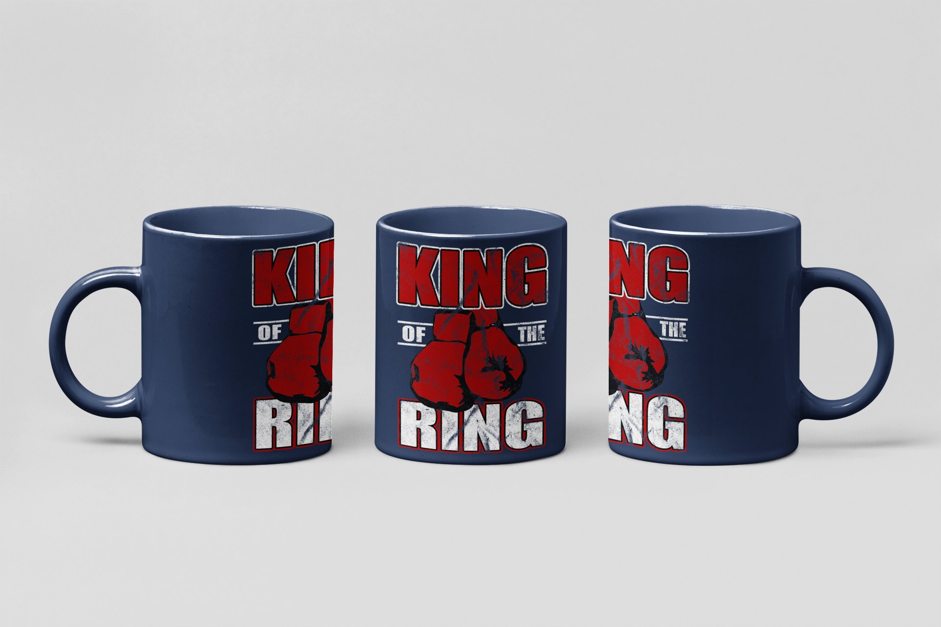 King Of The Ring boxing mug in navy