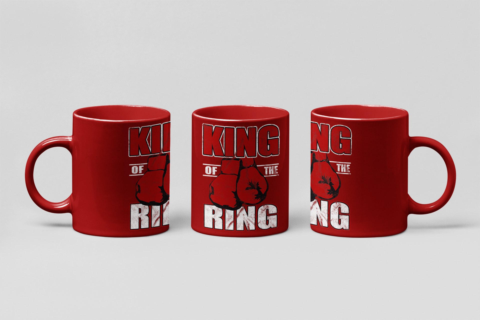 King Of The Ring boxing mug in red