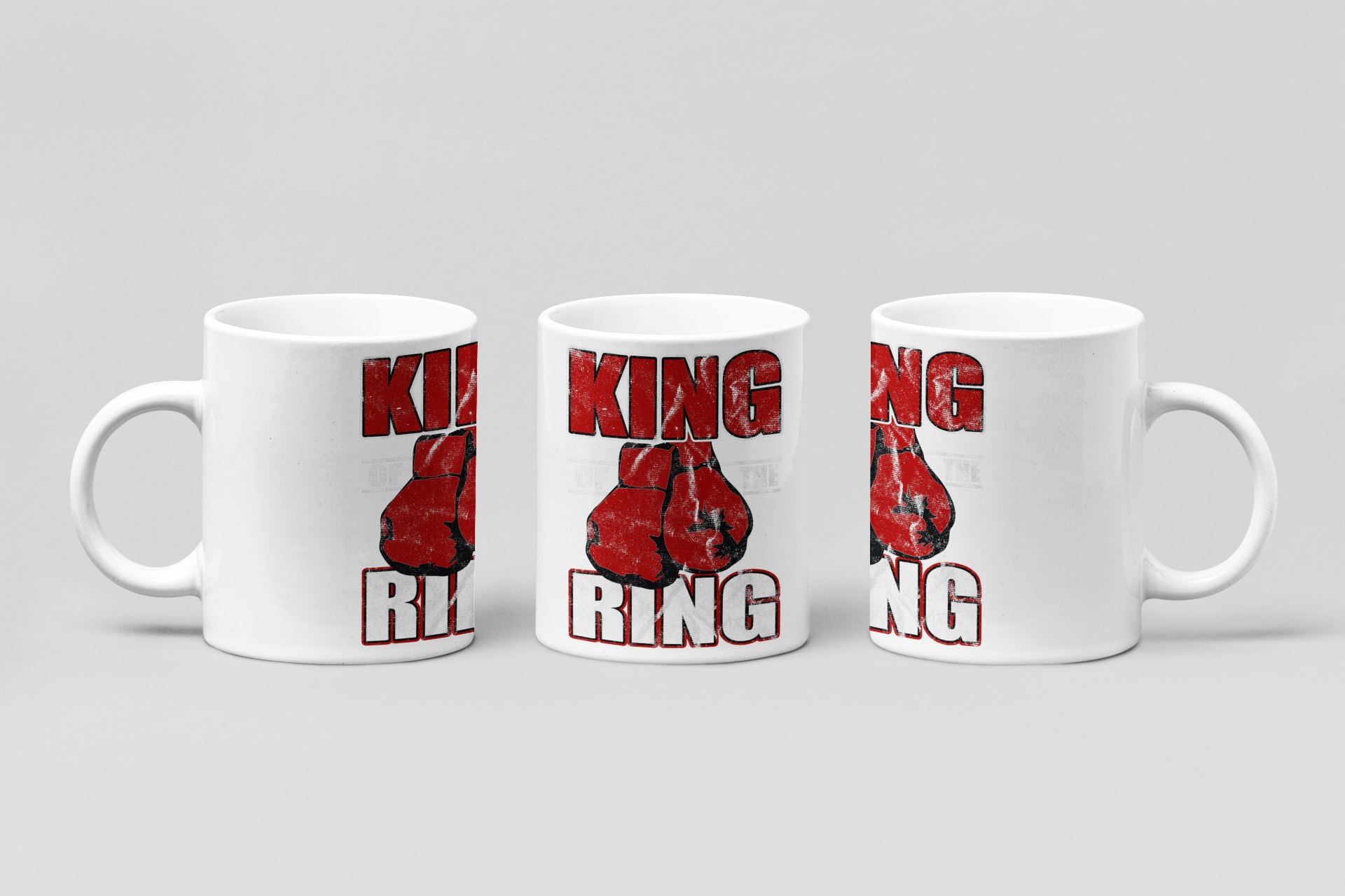 King Of The Ring boxing mug in white