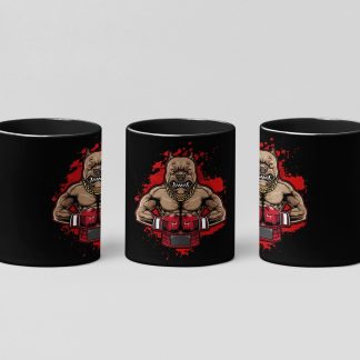 Angry Pitbull Fighter boxing mug in black