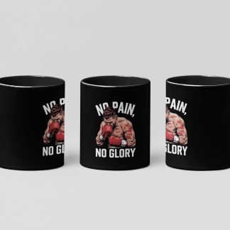 No Pain Muscular Fighter boxing mug in black