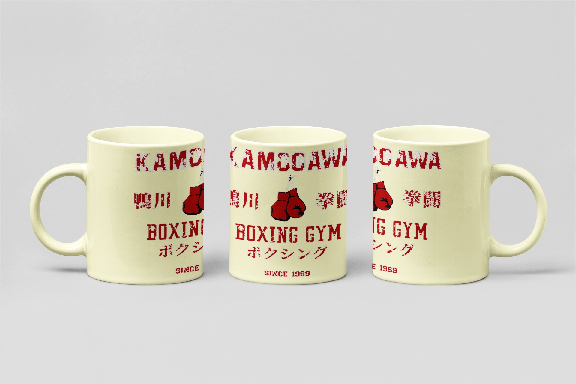 Kamogawa Boxing Gym boxing mug in cream
