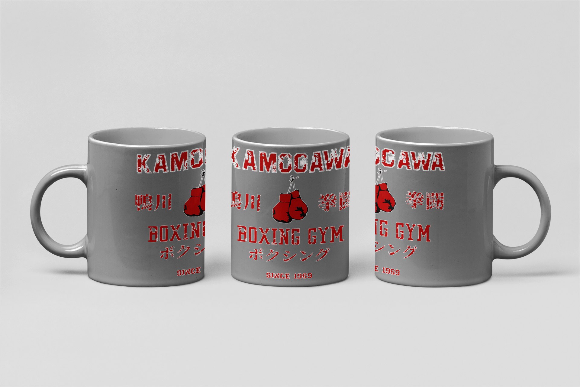 Kamogawa Boxing Gym boxing mug in grey