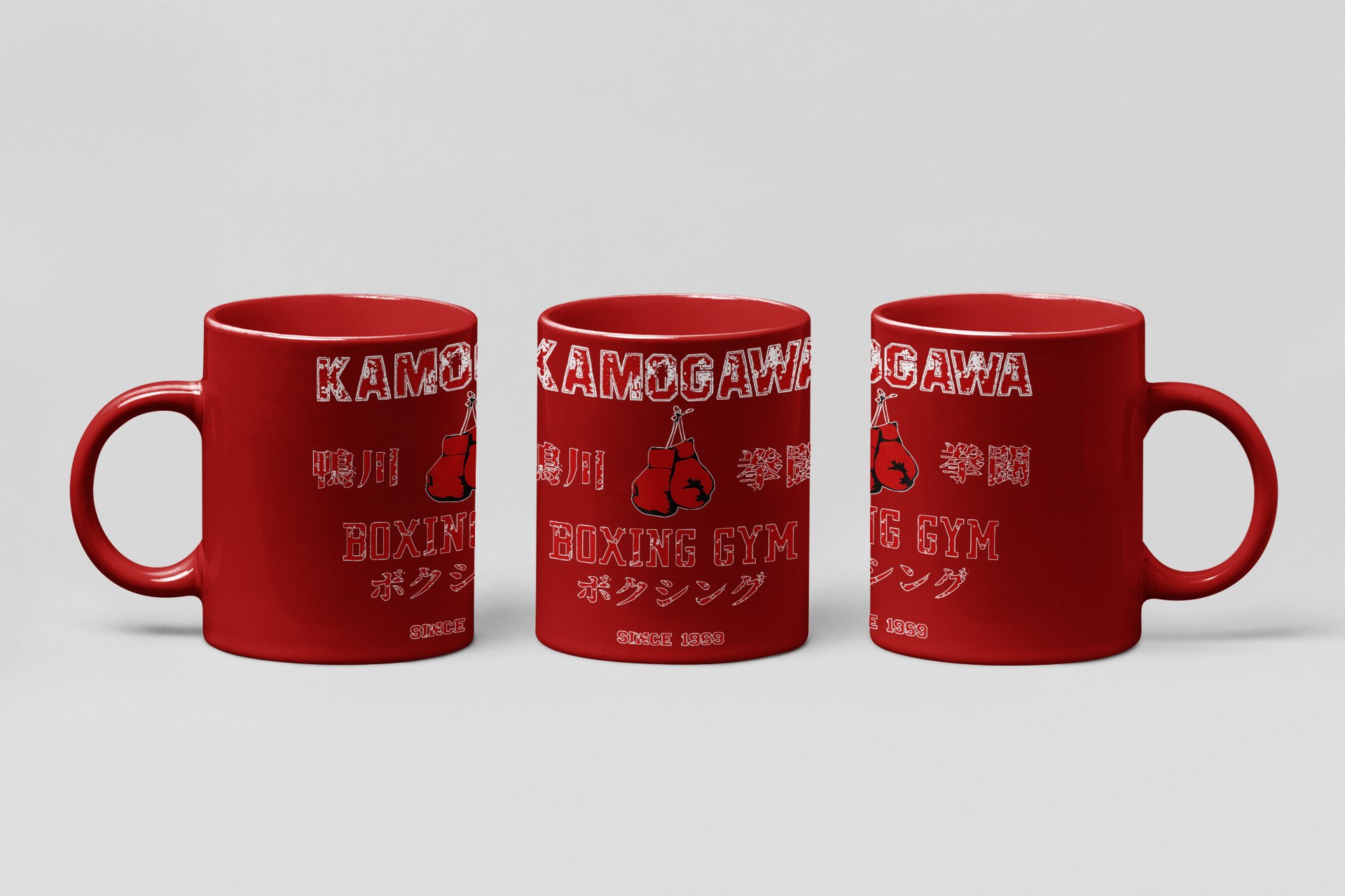 Kamogawa Boxing Gym boxing mug in red