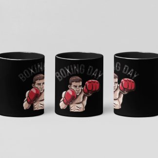 Boxing Day Cartoon boxing mug in black
