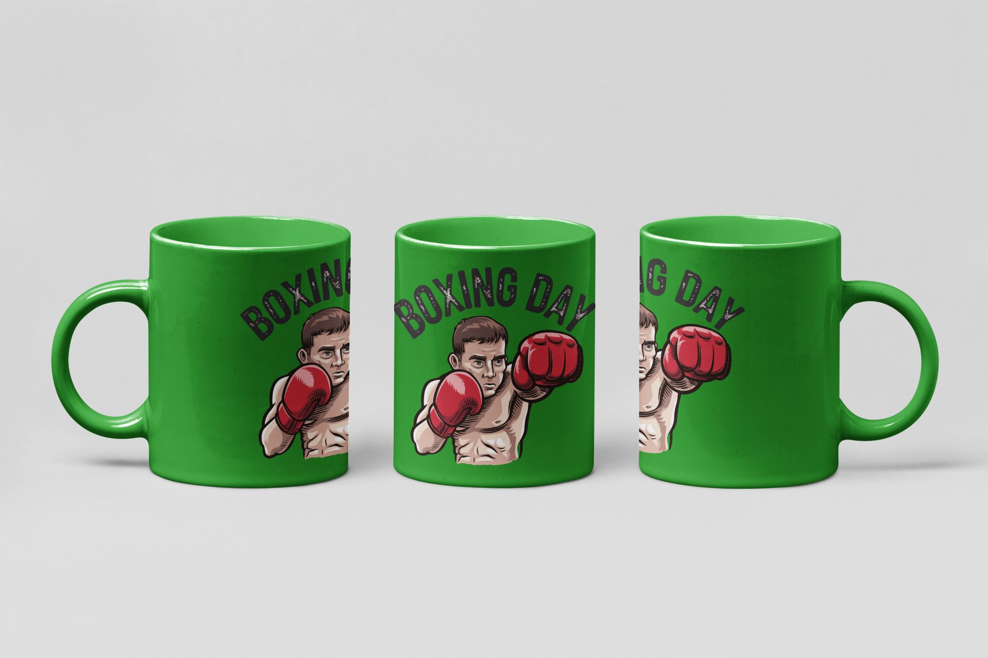 Boxing Day Cartoon boxing mug in forest green