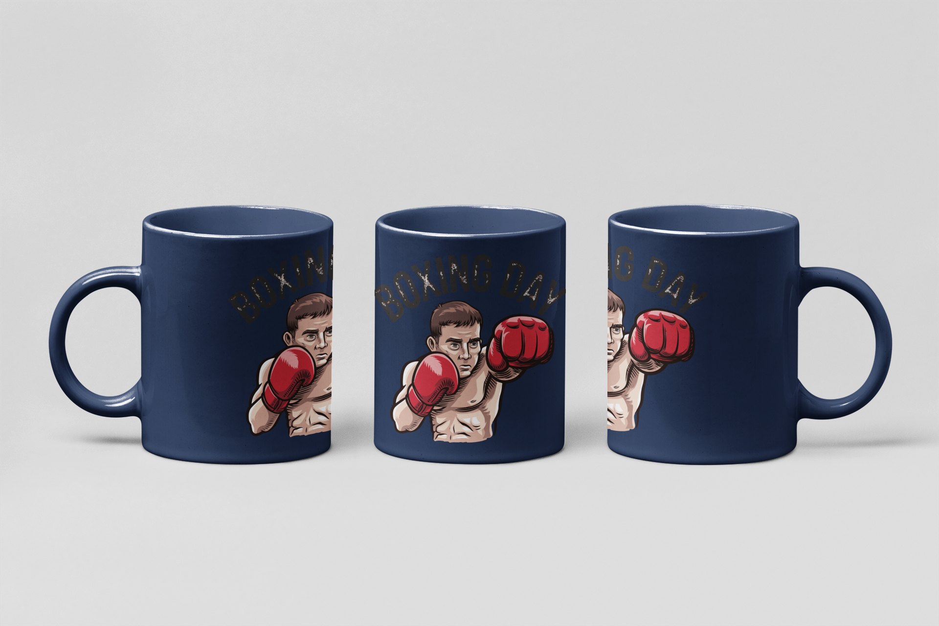 Boxing Day Cartoon boxing mug in navy