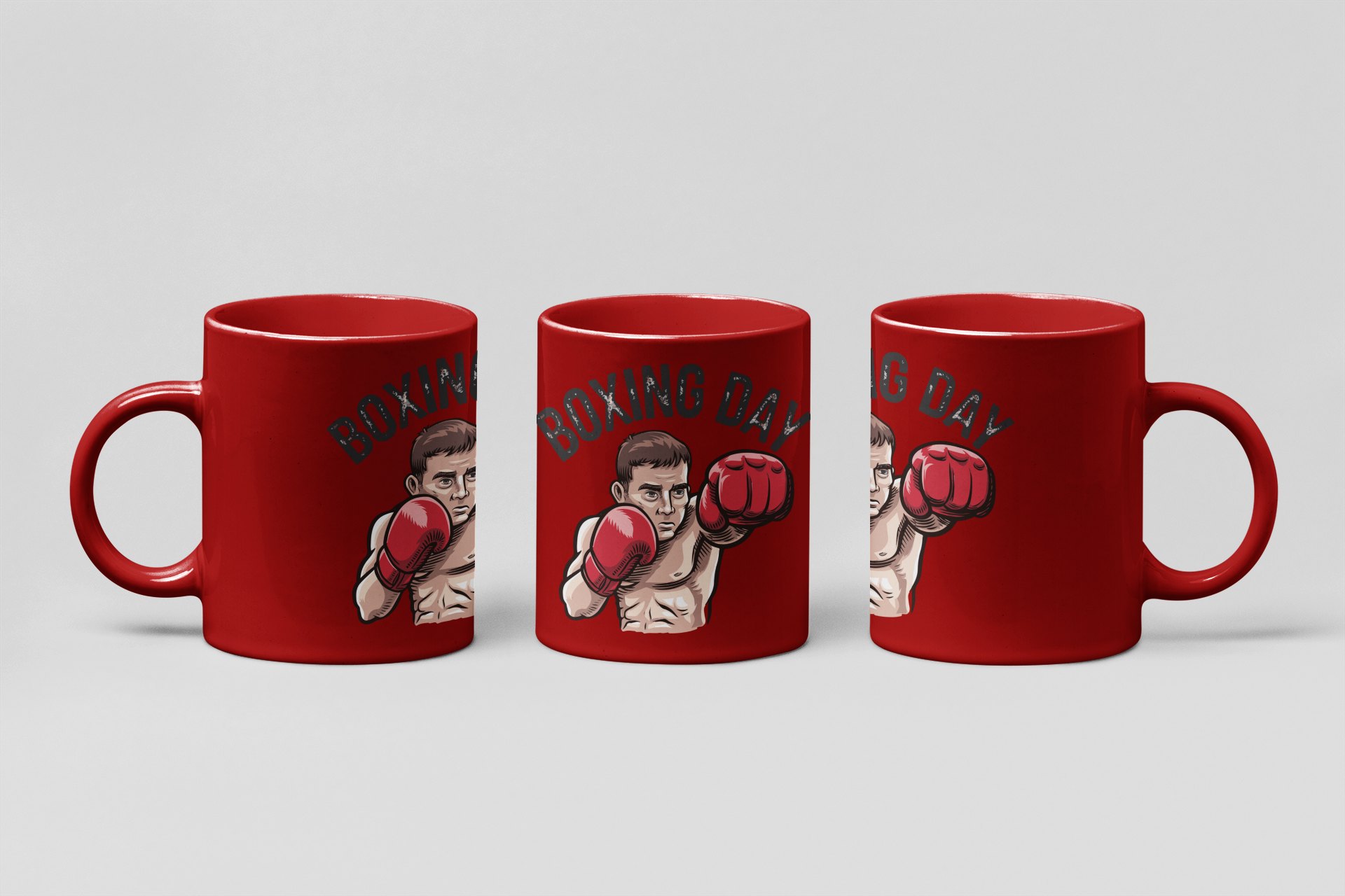 Boxing Day Cartoon boxing mug in red