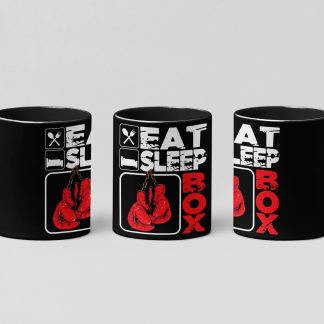 Eat Sleep Boxing Checklist boxing mug in black
