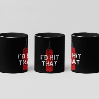 Id Hit Punching Bag Script boxing mug in black