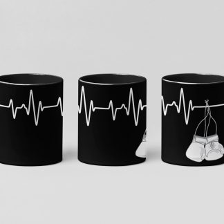 Heartbeat Line boxing mug in black