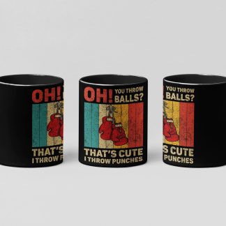 Oh You Throw Balls Retro boxing mug in black