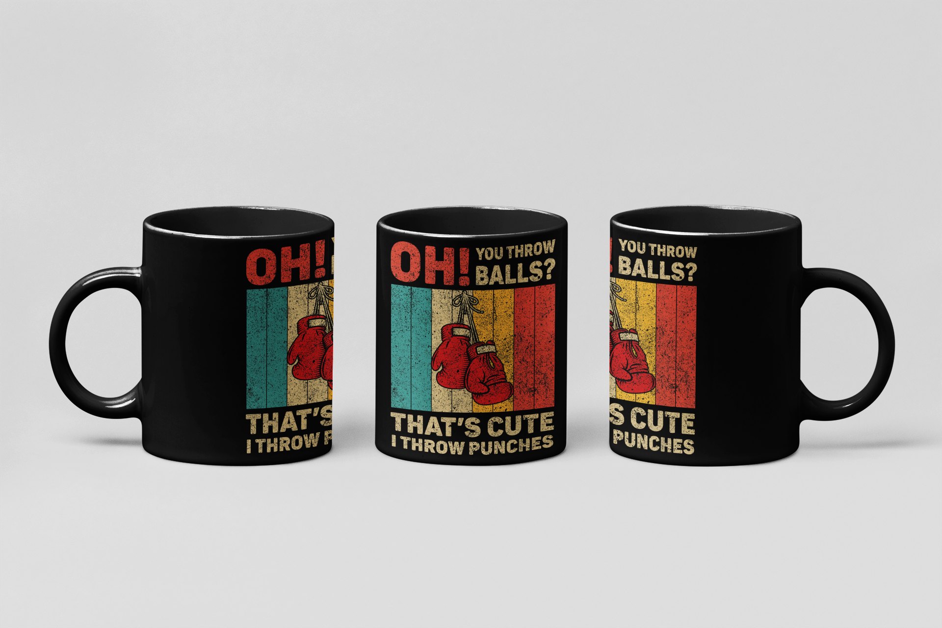 Oh You Throw Balls Retro boxing mug in black