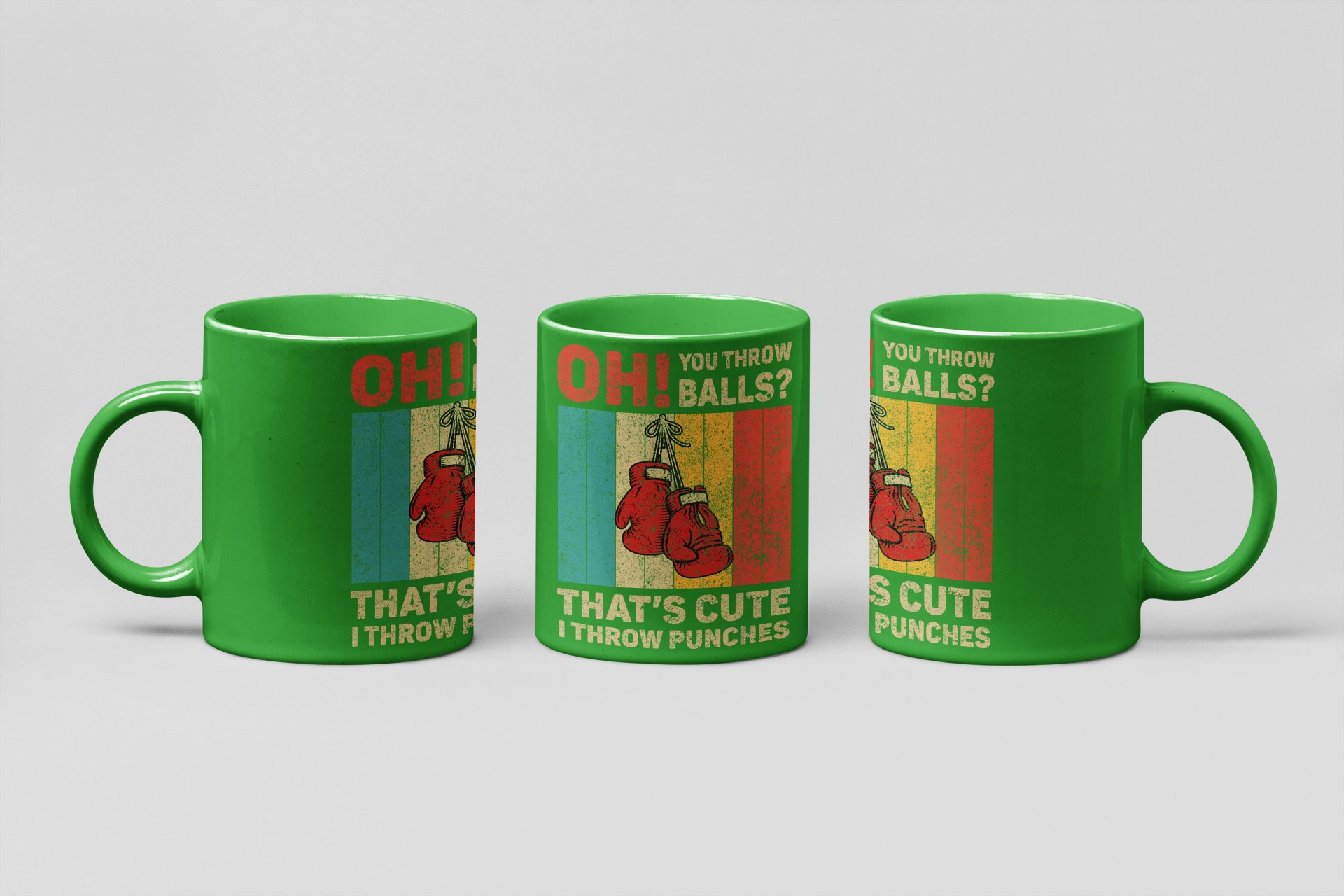 Oh You Throw Balls Retro boxing mug in forest green