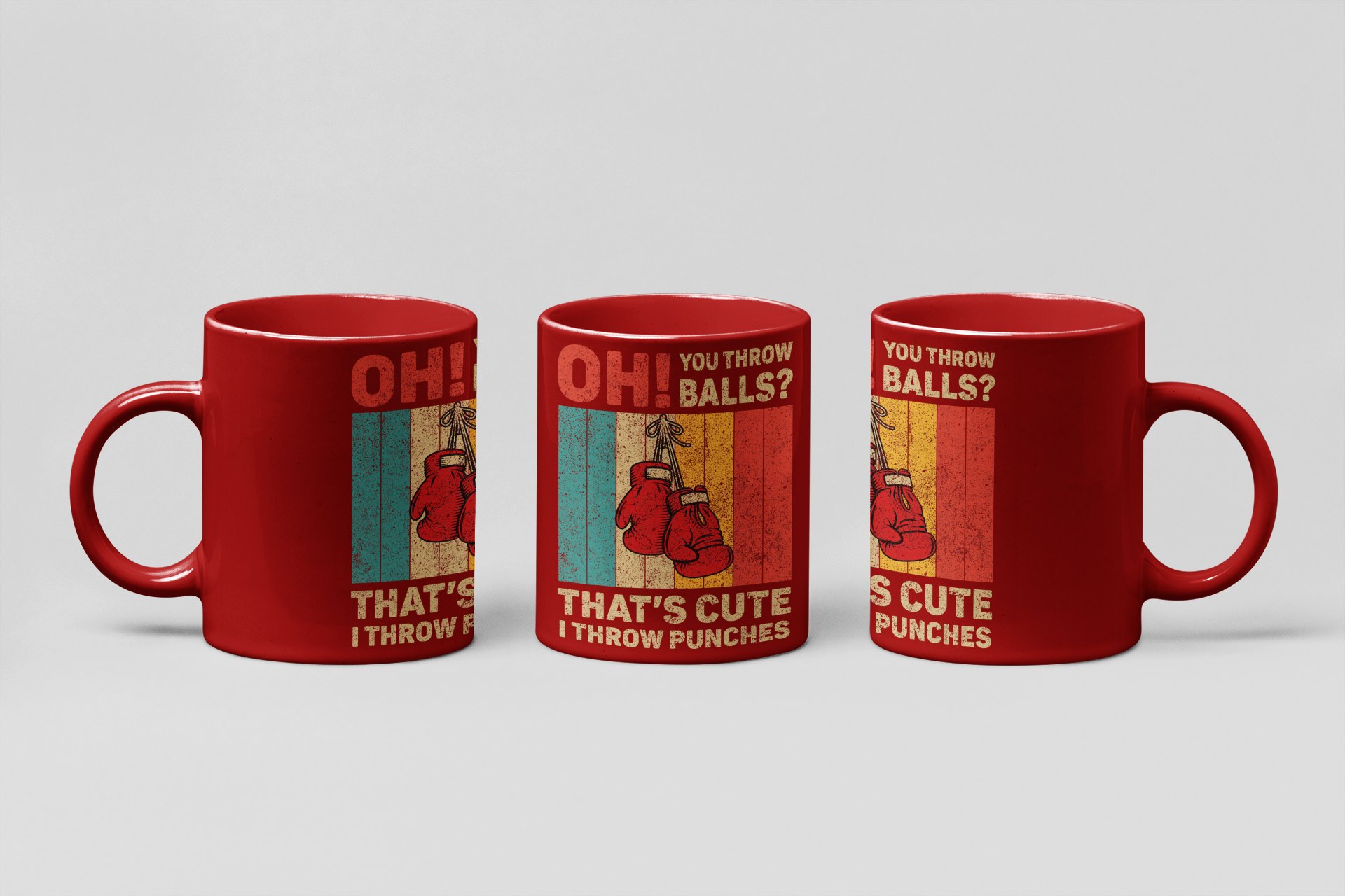 Oh You Throw Balls Retro boxing mug in red