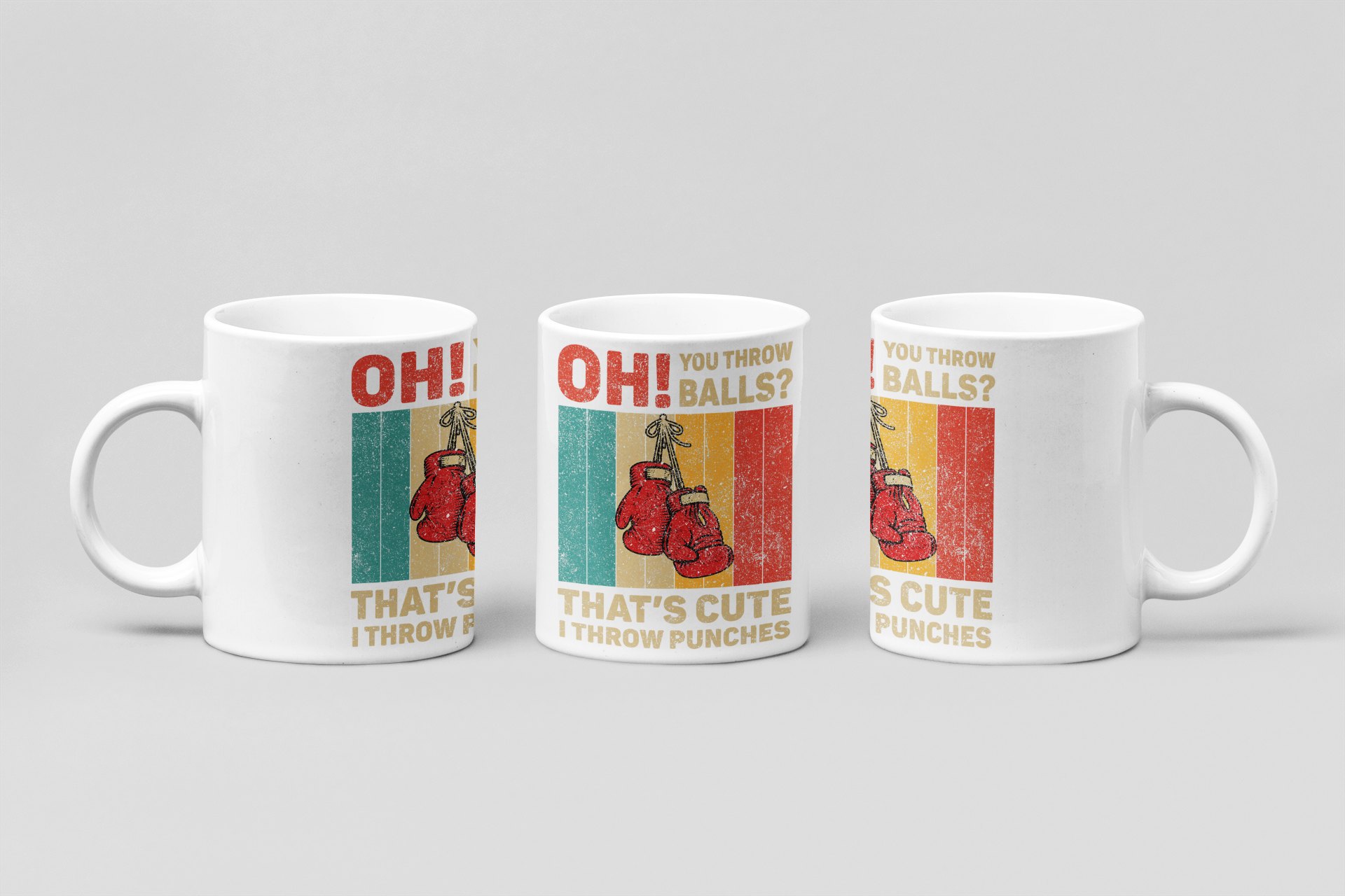 Oh You Throw Balls Retro boxing mug in white