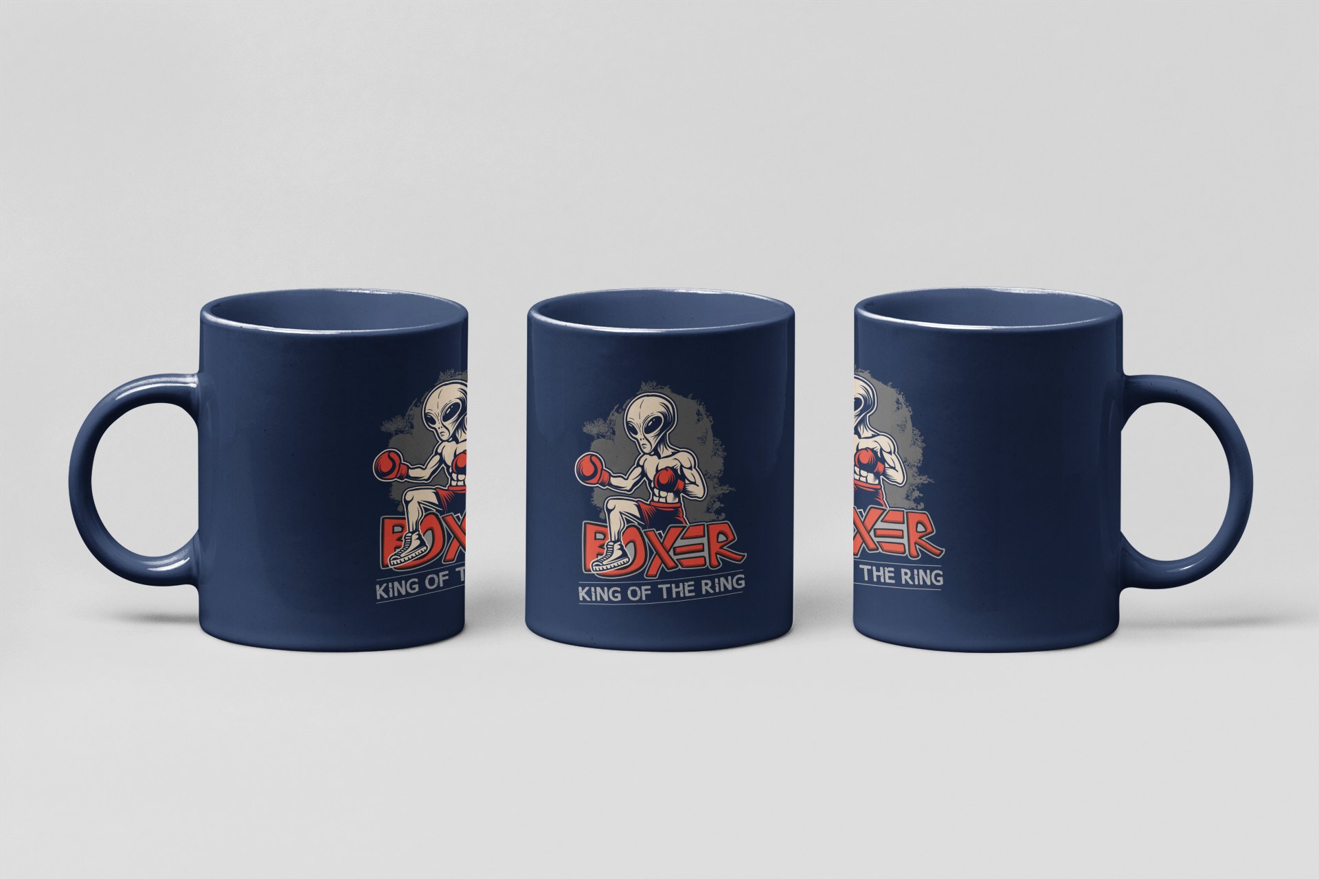 Vintage Gorilla Boxer boxing mug in navy