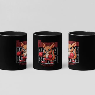 Cartoon Kangaroo Boxer boxing mug in black