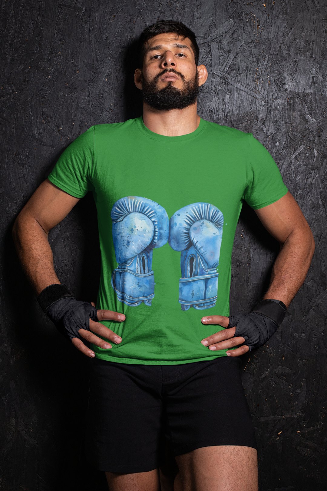 Blue Boxing Gloves Hanging Laced T-Shirt – Forest Green Wrestler