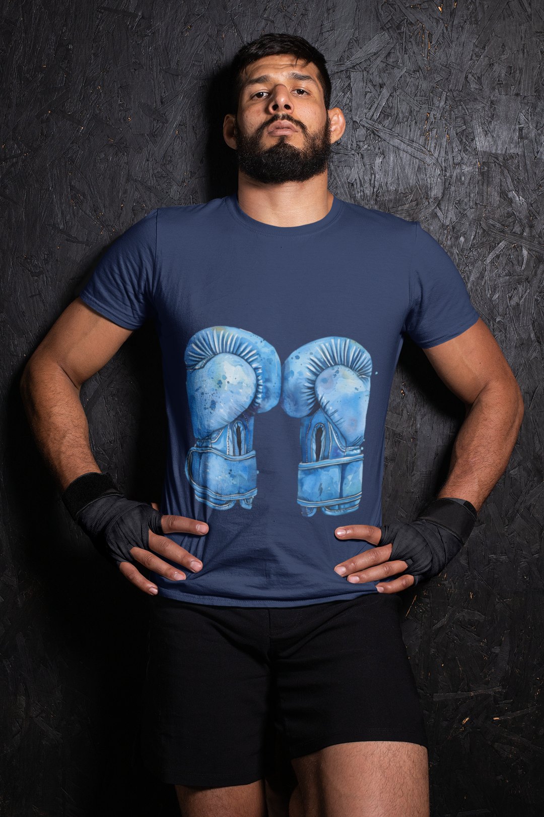 Blue Boxing Gloves Hanging Laced T-Shirt – Navy Wrestler