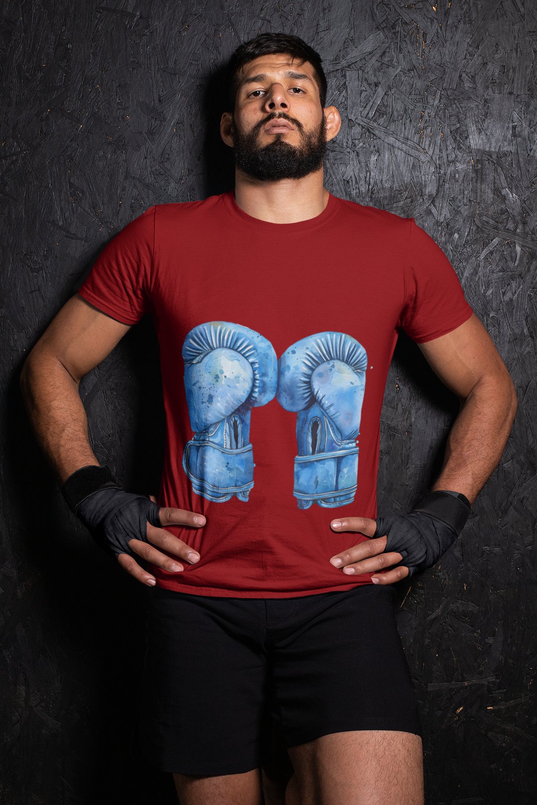 Blue Boxing Gloves Hanging Laced T-Shirt – Red Wrestler