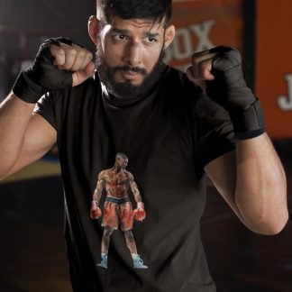 Fighter Red Gloves Standing Muscle boxing t-shirt in black, sparring shot