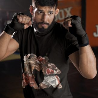 Fighters Red Blue Sparring Ring boxing t-shirt in black, sparring shot