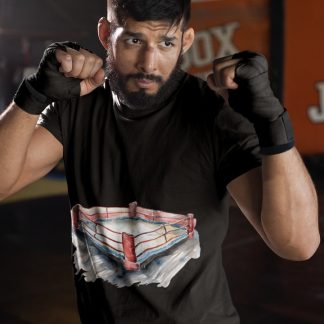 Boxing Ring Isometric View boxing t-shirt in black, sparring shot