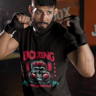 Boxing (2) boxing t-shirt in black, sparring shot