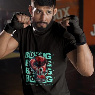 Boxing Is My Passion Streetwear boxing t-shirt in black, sparring shot