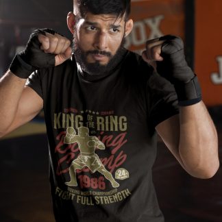 King Of The Ring Boxing Club boxing t-shirt in black, sparring shot