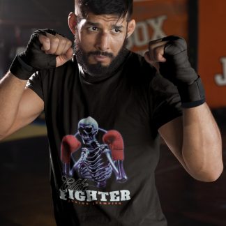 Elite Fighter Skeleton Gloves boxing t-shirt in black, sparring shot