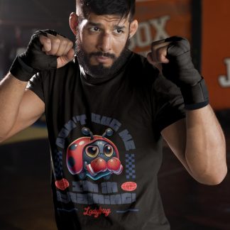 Funny Ladybug Boxing Training boxing t-shirt in black, sparring shot